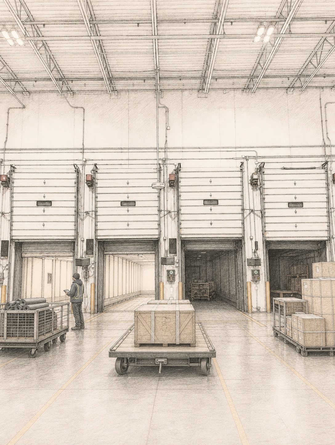 RFID shipment-validation activity at an industrial dock door