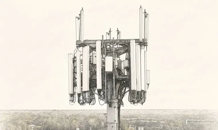 Private cellular antenna array serving an industrial site