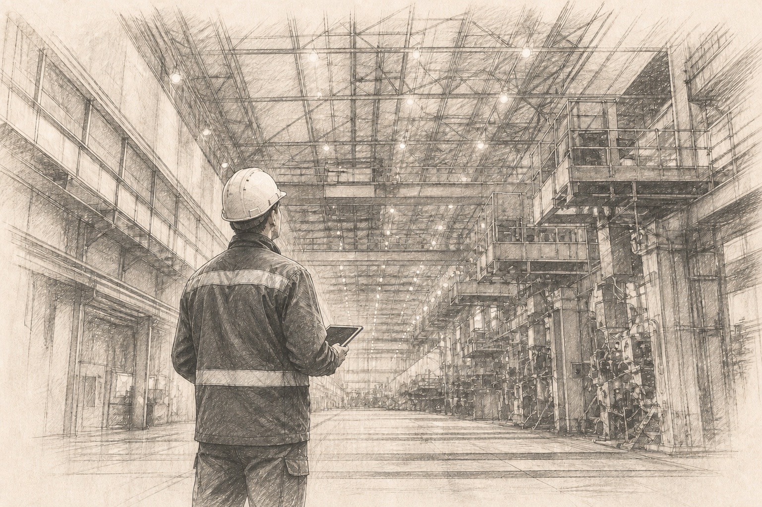 Field engineer evaluating industrial structure during an RFID site survey